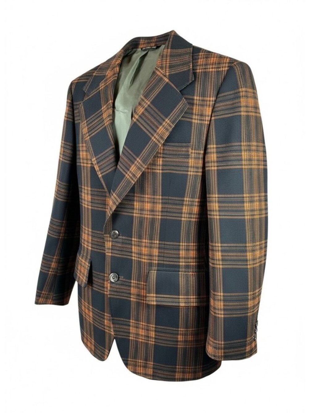 Vintage McGregor Men's Plaid Blazer Sport Coat Brown Black Windowpane Jacket 40